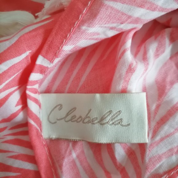 Cleobella Womens Pink V-Neck Tie Waist Tropical Swimwear Kimono Cover Up OS - Picture 6 of 7